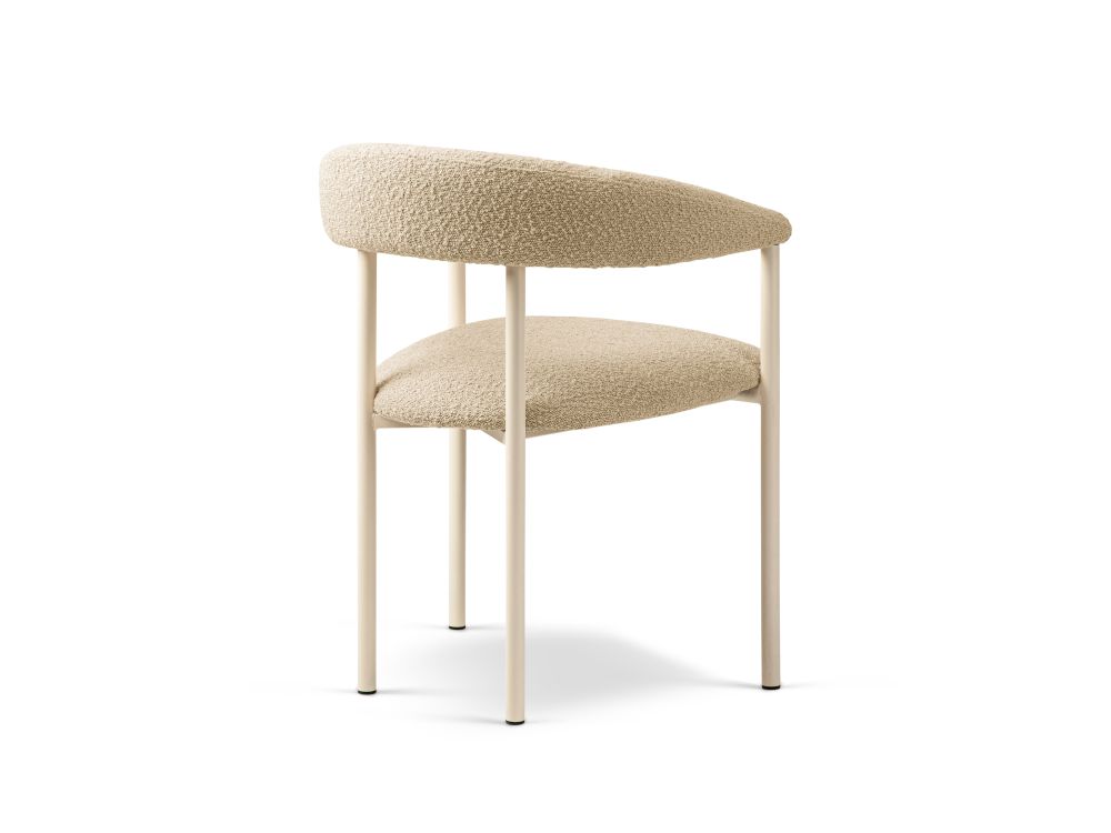 Cosmopolitan Design Stuhl Lea 2er-Set Boucle Baloo Beige Beine Creme