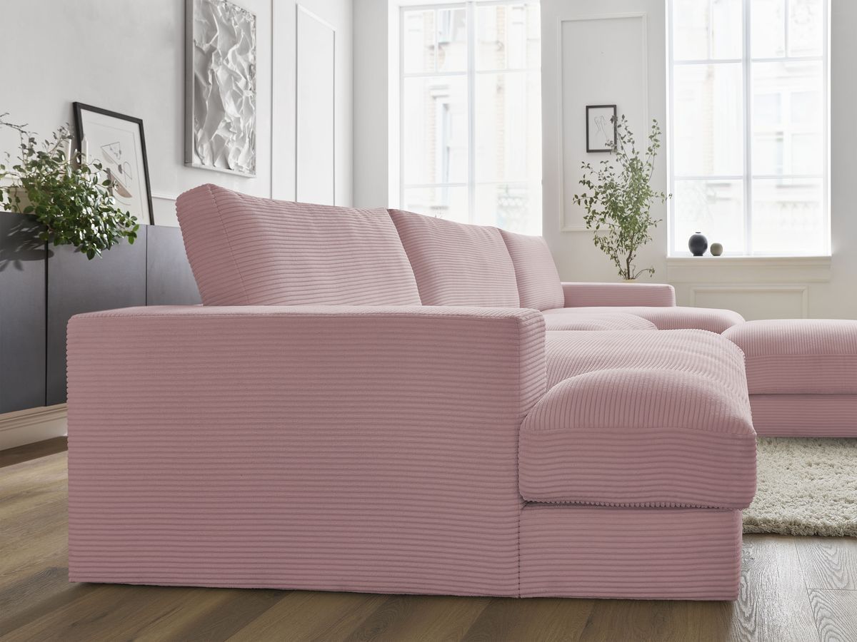 Bobochic Leonard Wohnlandschaft mit Pouf 404 × 159 cm Cordsamt Violett
