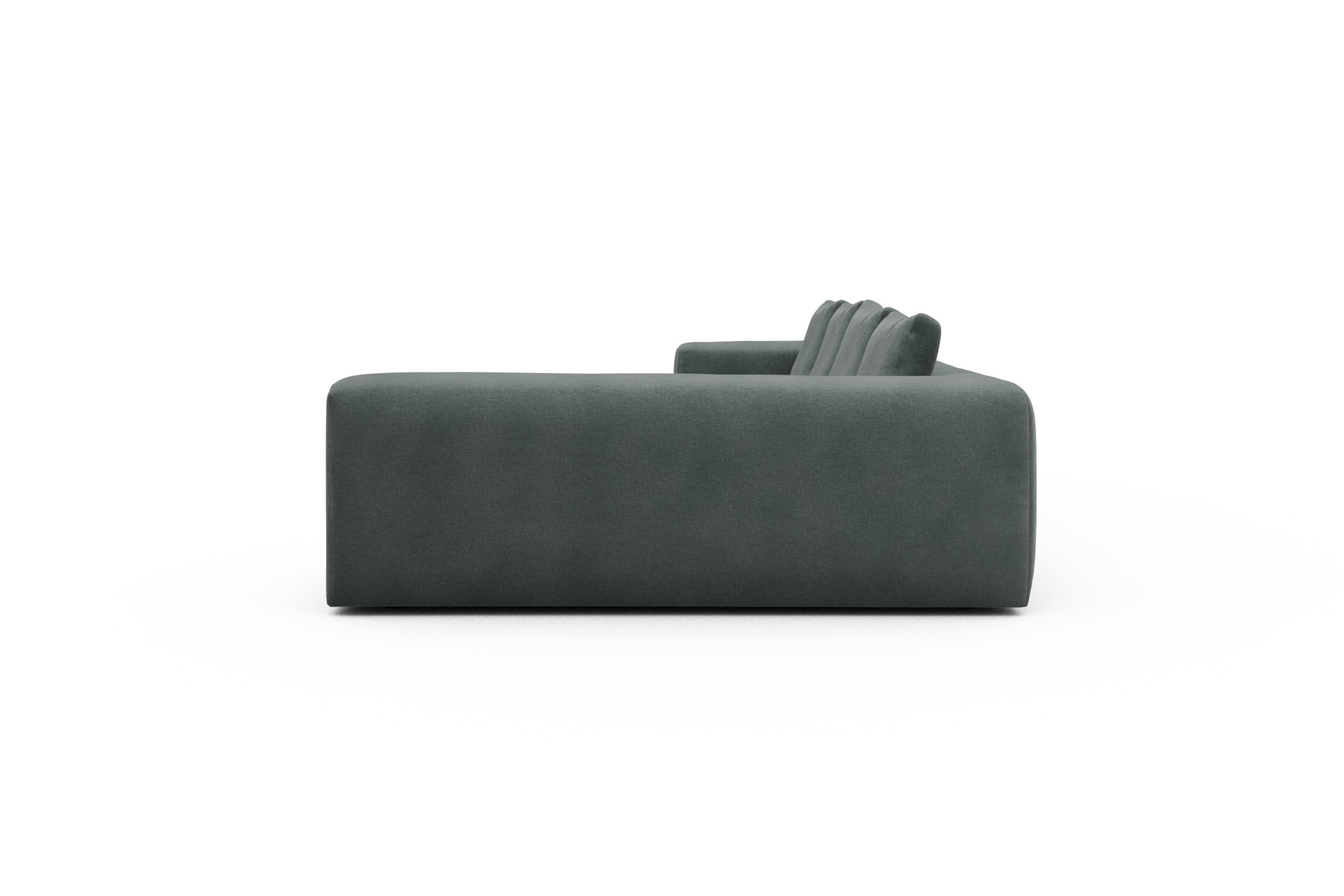 Wohnlandschaft Fred Chaiselongue links mit 2-Sitzer und lange Armlehne rechts Smooth-Silver-Grey