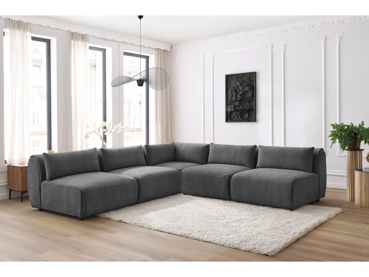 Bobochic Jeanne Ecksofa 299 × 299 cm Strukturstoff Dunkelgrau
