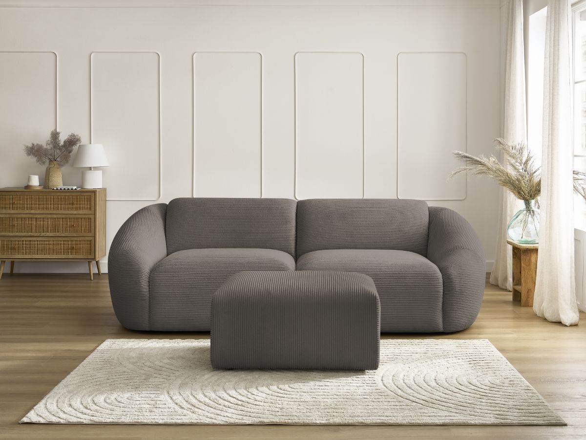 Bobochic Tina Sofa 4-Sitzer mit Pouf Cordsamt Taupe