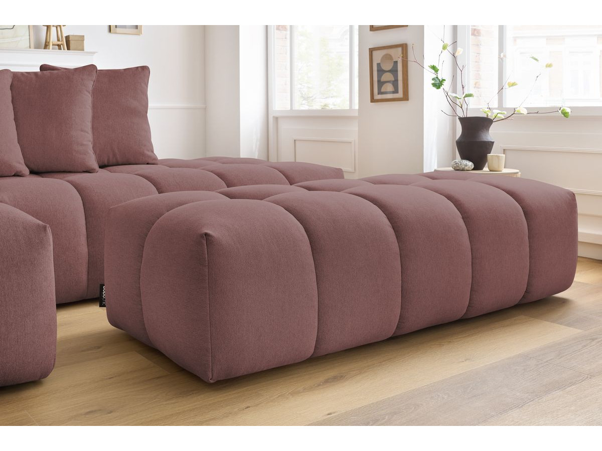 Bobochic Mont-blanc Ecksofa mit Pouf Melange-Stoff Rosa Ecke links