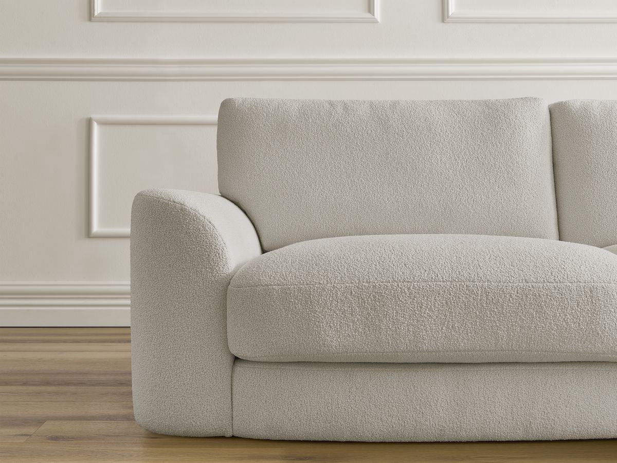 Bobochic Leonore Sofa 3-Sitzer mit Pouf Bouclé-Stoff Taupe