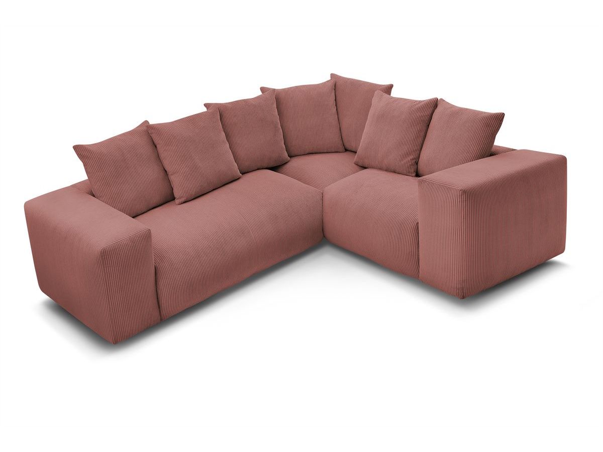 Bobochic Voltaire Ecksofa 268 × 214 cm Cordsamt Rosa Ecke rechts