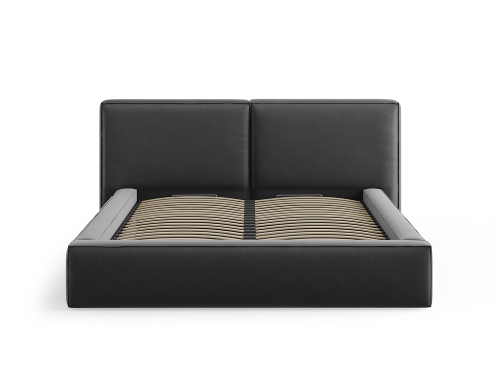 Cosmopolitan Design Stauraumbett mit doppeltem Kopfteil Arendal 160x200 Samt Bluvel Grau