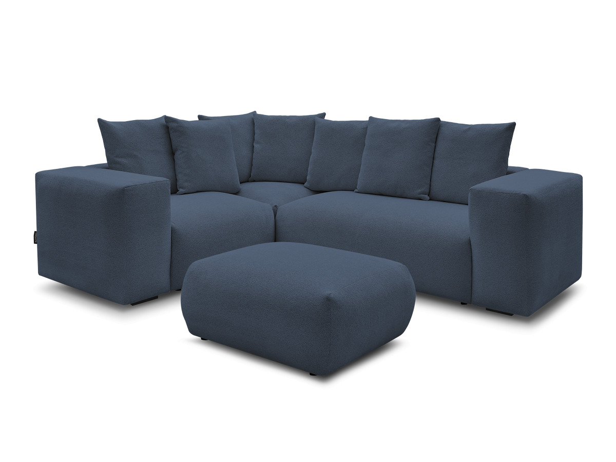 Bobochic Voltaire Ecksofa mit Pouf 268 × 214 cm Melange-Stoff Dunkelblau Ecke links
