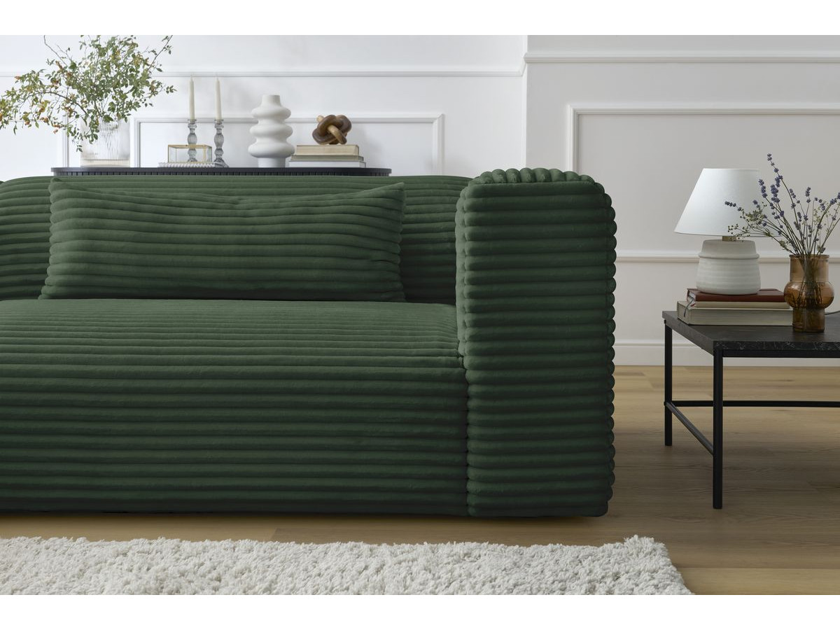 Bobochic Harry Ecksofa Breitcord weich Grün Ecke links
