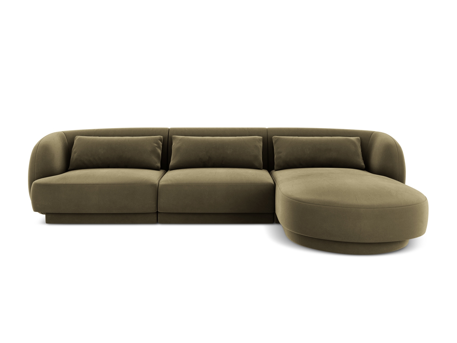 Cosmopolitan Design Ecksofa Tulum 4-Sitzer Samt Bluvel Grün Rechts
