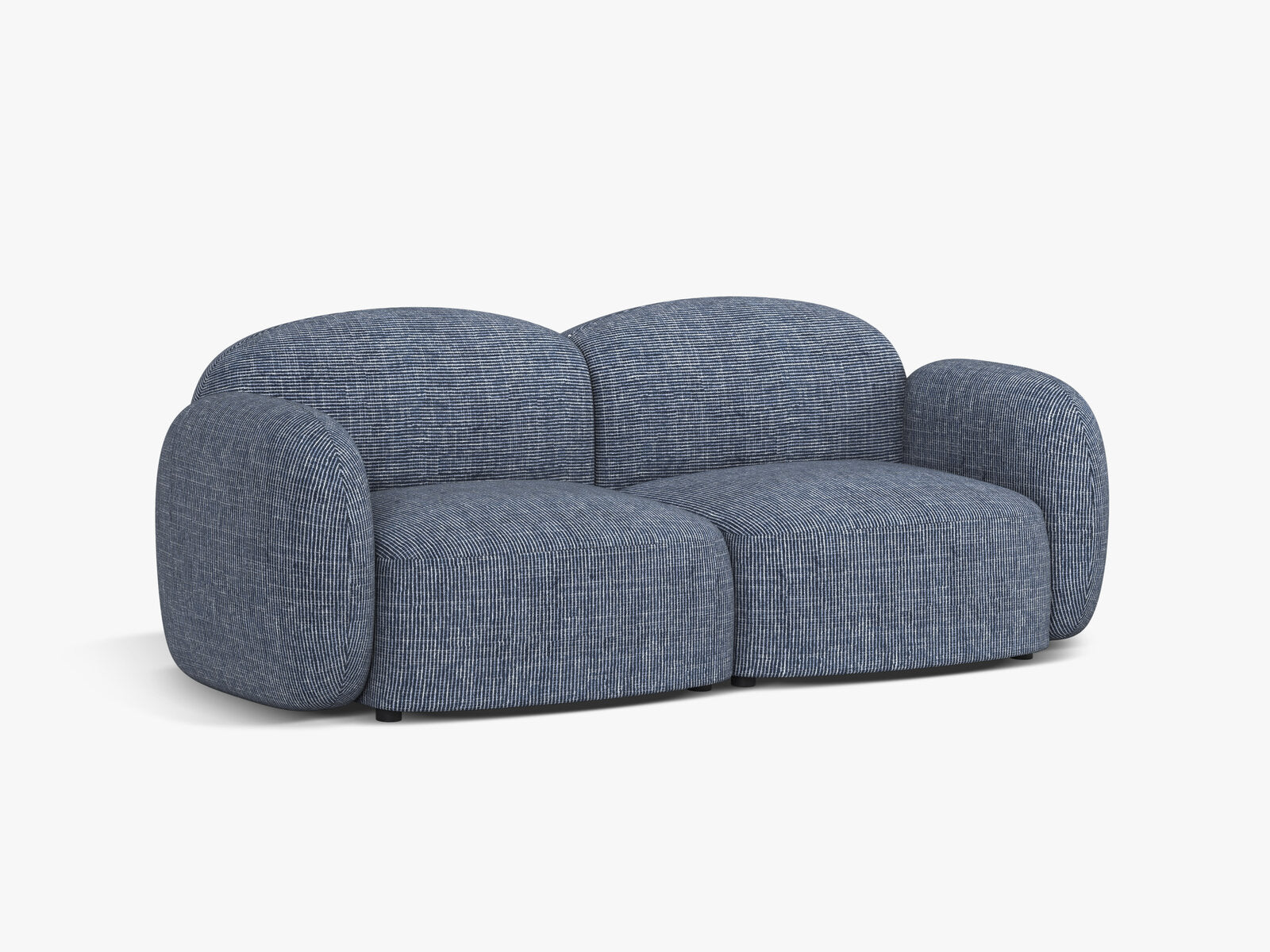 Micadoni Sofa Blair 2-Sitzer Strukturierter Stoff Baltimore Blau Melange