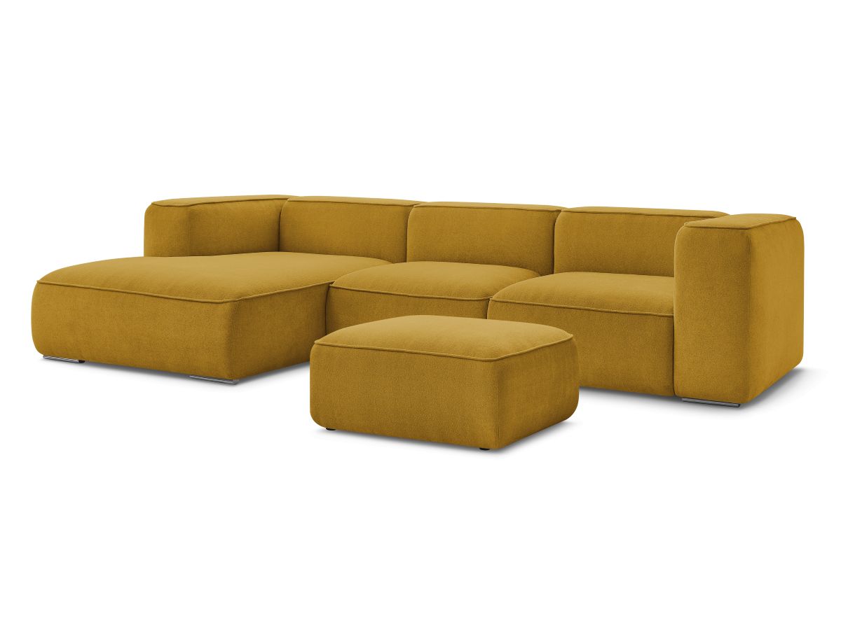 Bobochic Zephyr Ecksofa mit Pouf 349 × 165 cm Strukturstoff Gelb Ecke links