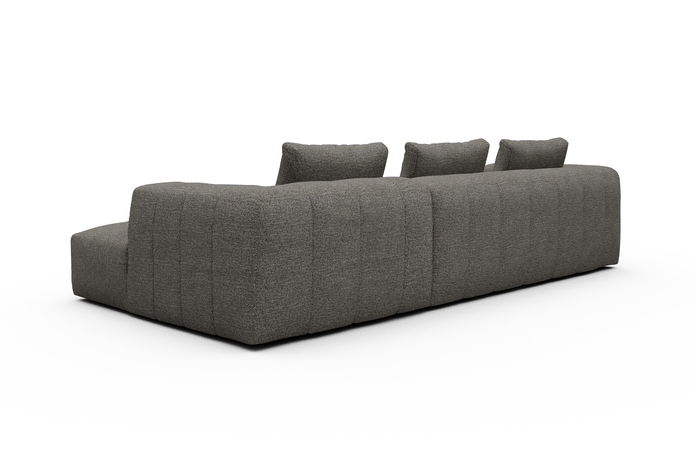 Ecksofa Hugo 2,5-Sitzer Armlehne links mit Chaiselongue Carreno-Sepie-Brown
