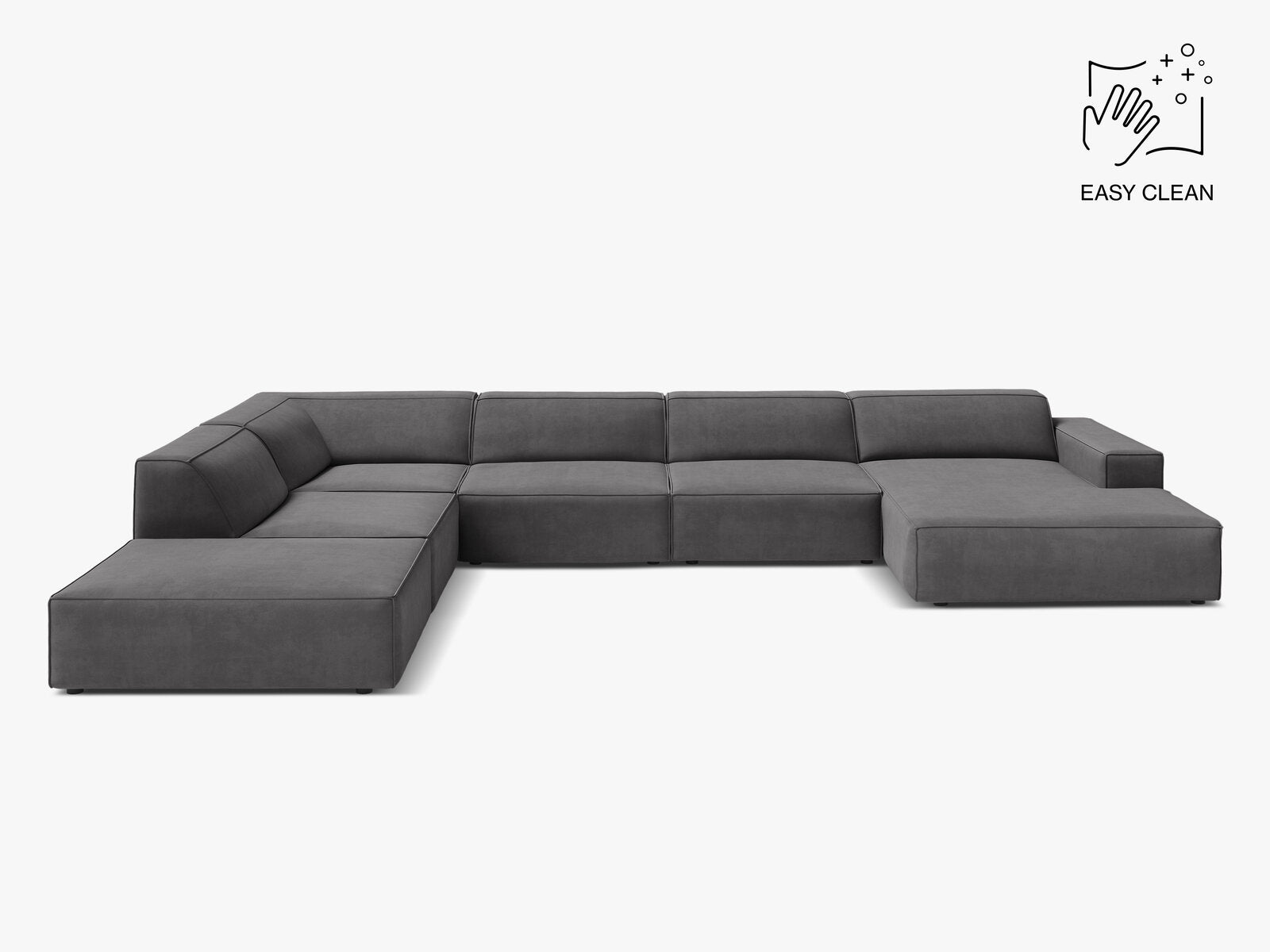Micadoni Panorama-Ecksofa Jodie 7-Sitzer Samt Venus Grau Links