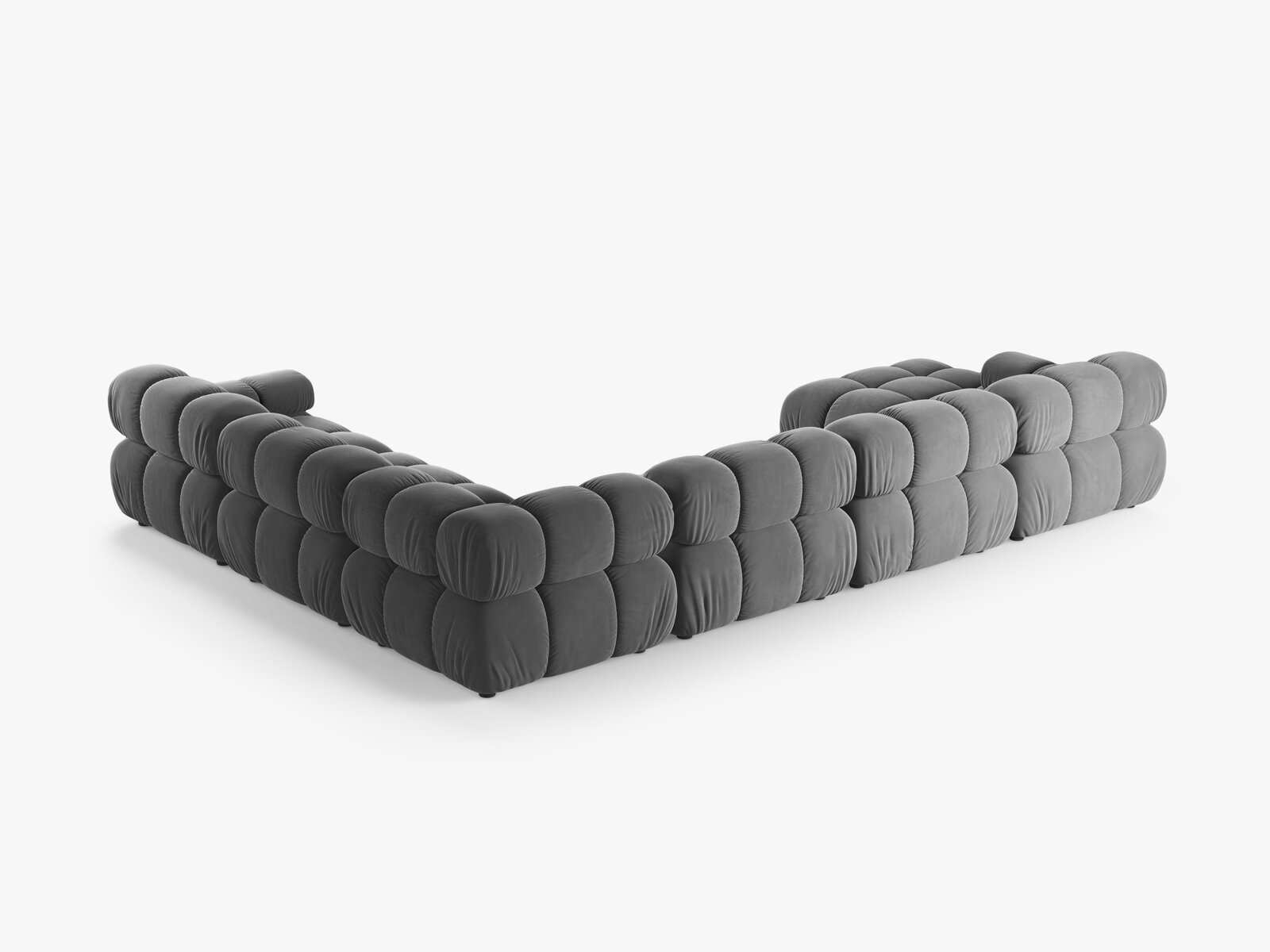 Micadoni Modulares Panorama Ecksofa Bellis 8-Sitzer Rechts Samt Venus Hellgrau