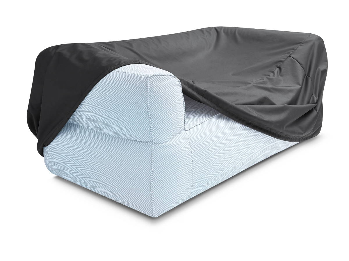 Bobochic Nour Gartensofa 3-Sitzer mit Pouf Stoff Hellblau