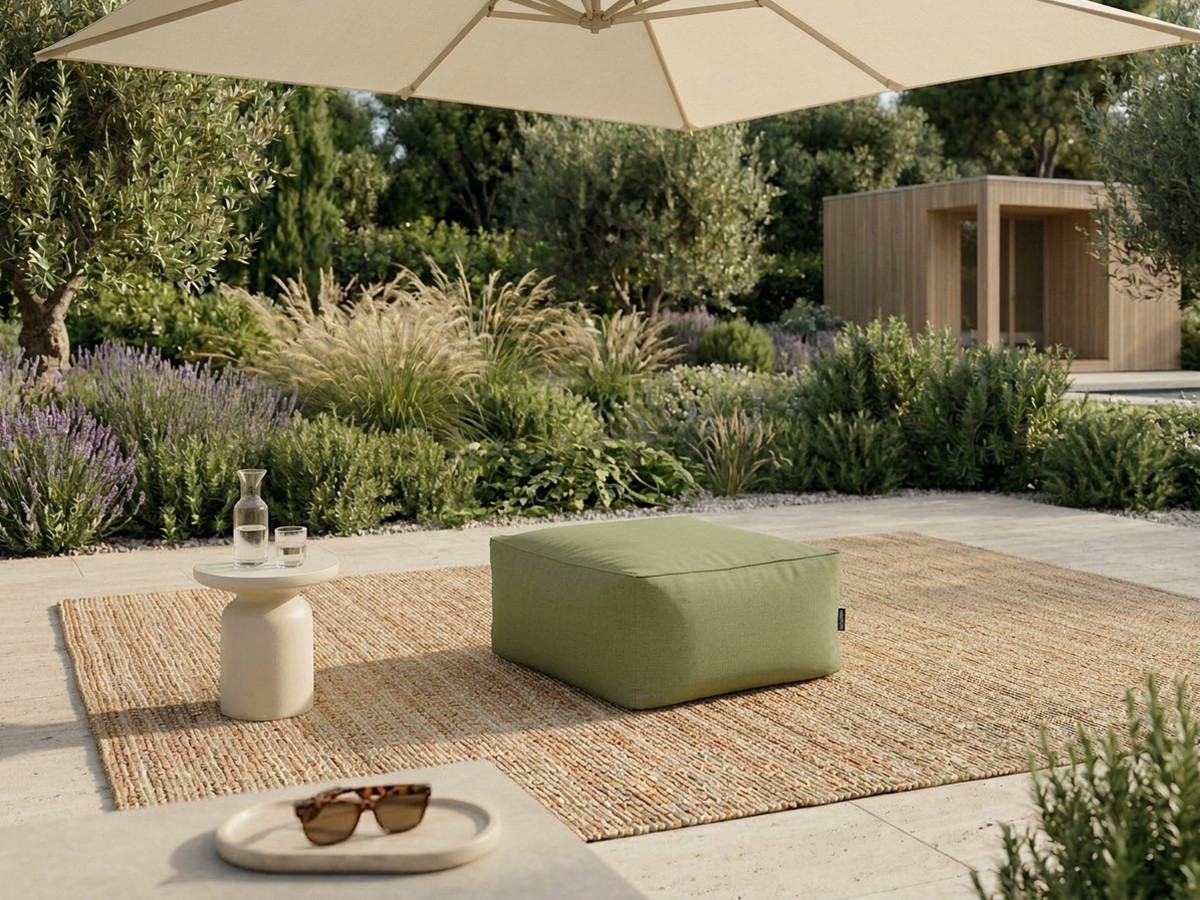 Bobochic Riviera Pouf 80 × 80 cm Stoff Grün