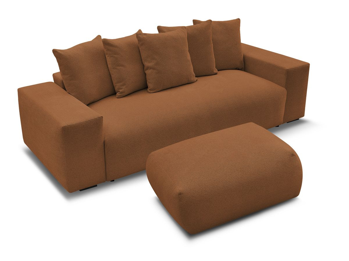 Bobochic Voltaire Sofa 4-Sitzer mit Pouf 280 × 124 cm Melange-Stoff Orange