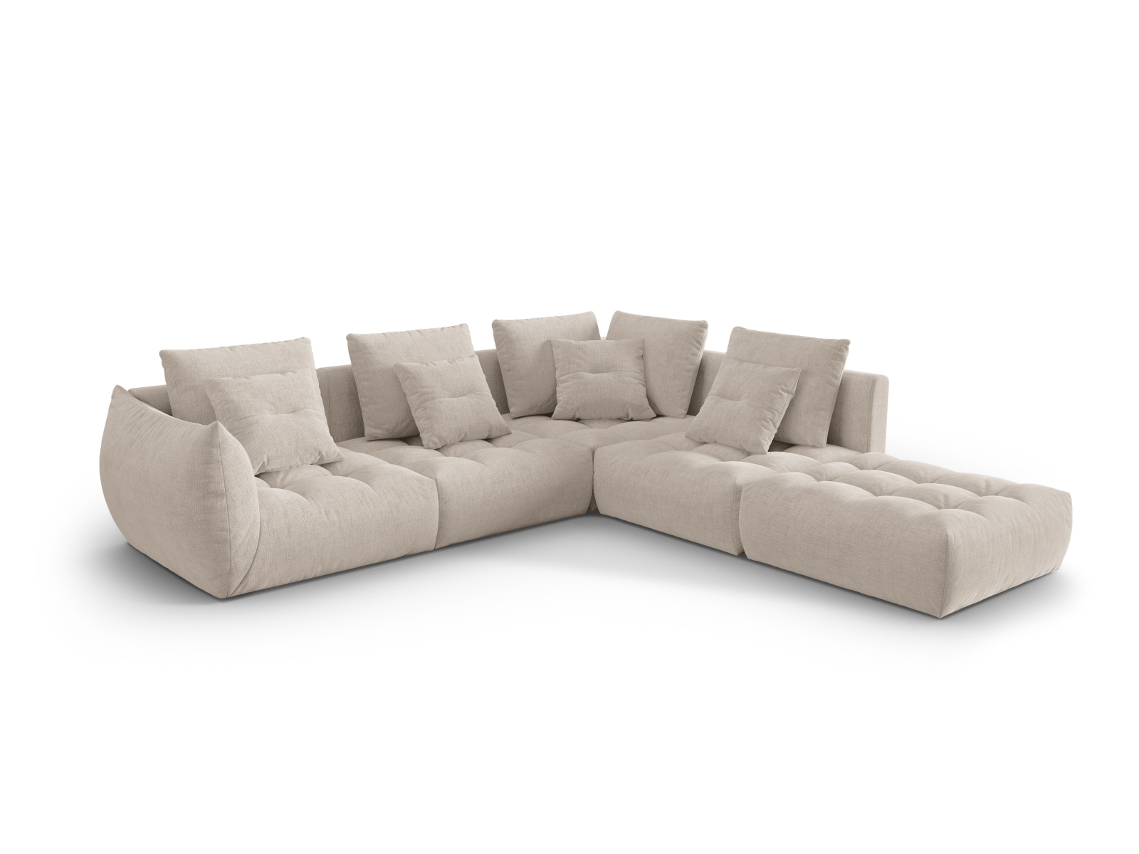 Micadoni Ecksofa Bloom 5-Sitzer Rechts Strukturierter Stoff Dunkelbeige