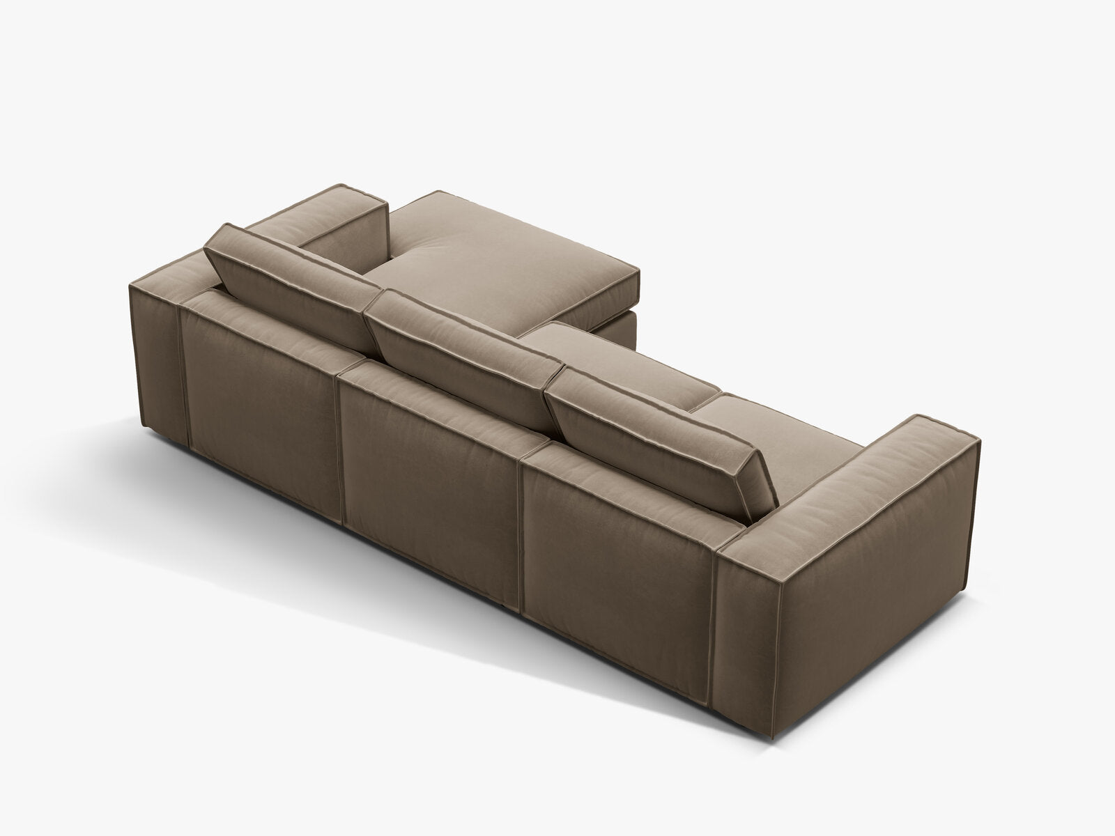 Micadoni modulares Ecksofa Pola 3-Sitzer Rechts Samt Salvador Grau Braun
