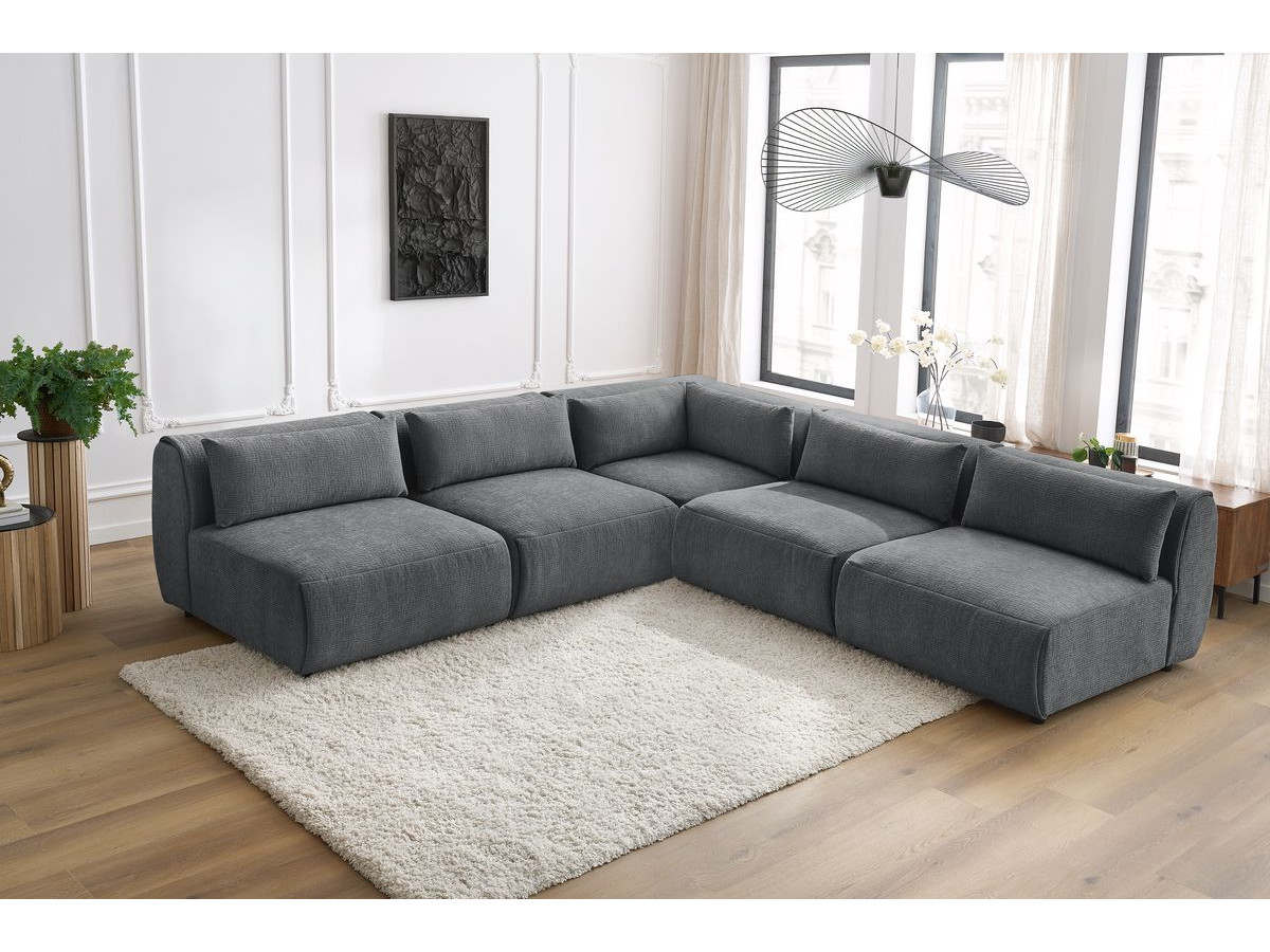 Bobochic Jeanne Ecksofa 299 × 299 cm Strukturstoff Dunkelgrau