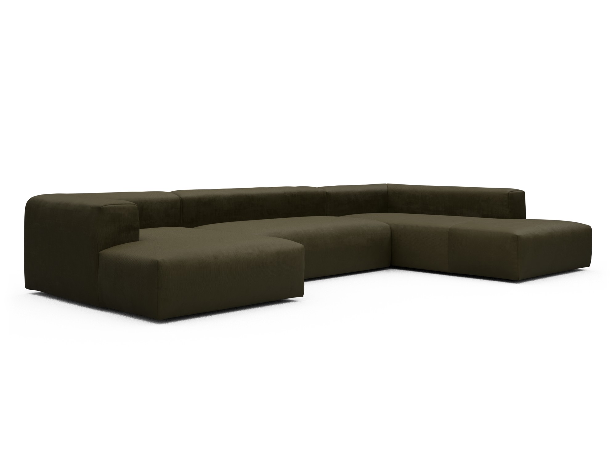 Skandi Home Wohnlandschaft Fred Relax-Ecke rechts mit 2-Sitzer und Chaiselongue links Cordufine-Pine-Green moebelfaktor