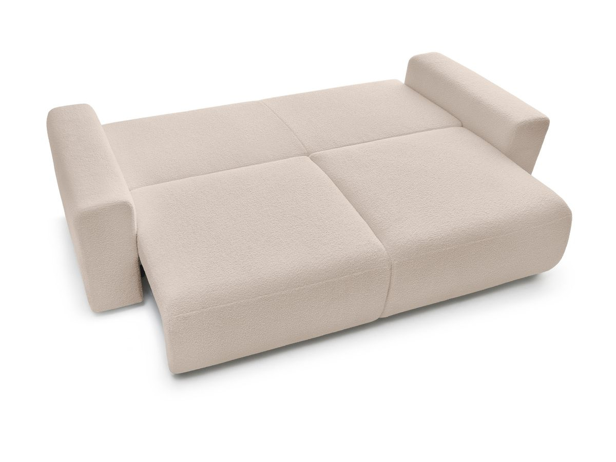 Bobochic Envy Schlafsofa 3-Sitzer mit Bettkasten und rechteckigem Pouf Bouclé-Stoff Beige