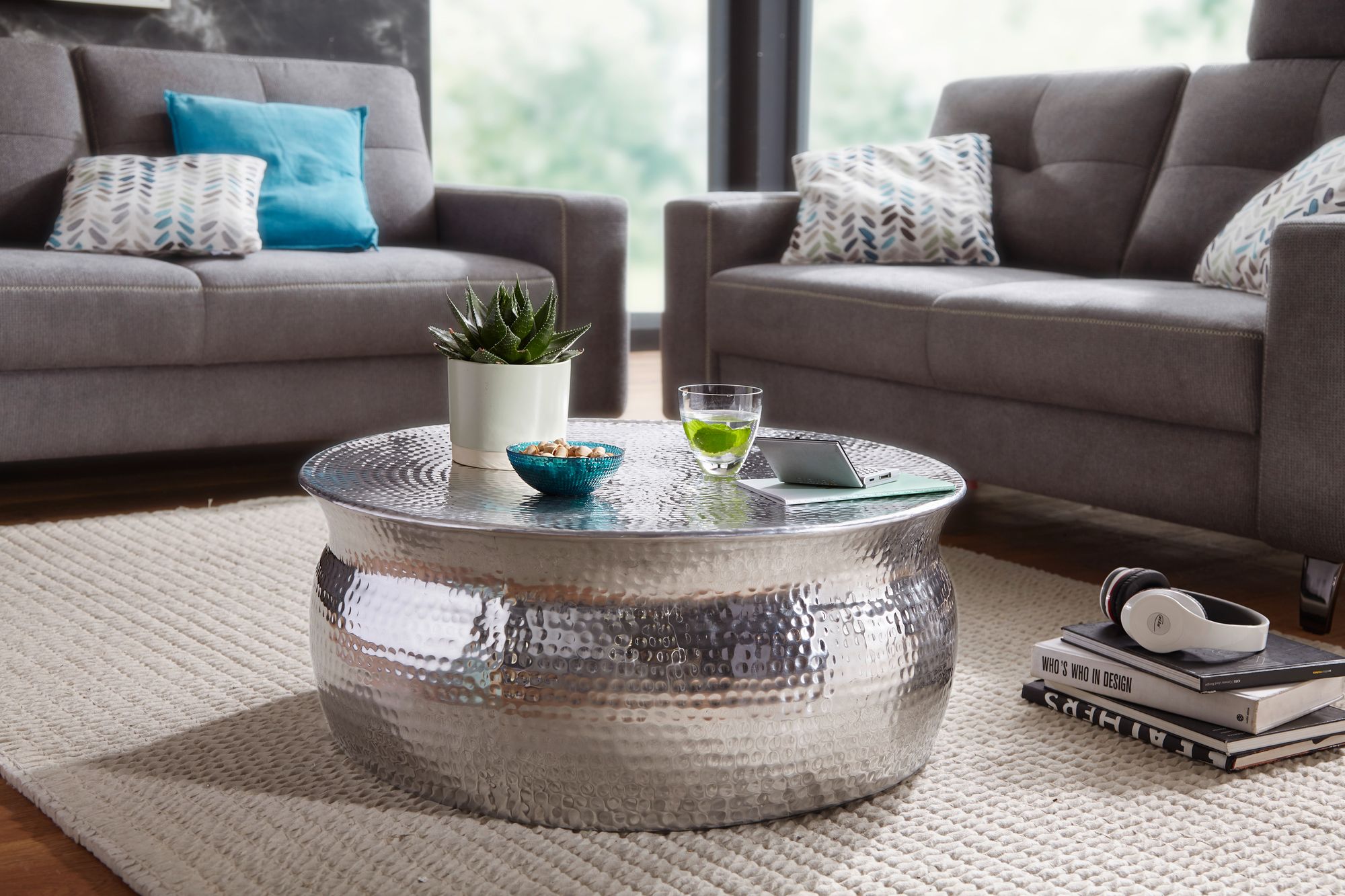 Couchtisch Rorvik Aluminium Silber Ø 75 × H 31 cm