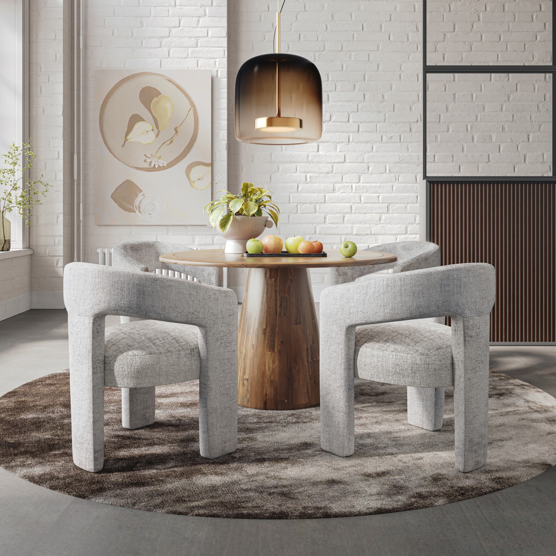 Moebelfaktor Livin Hill Esstisch AV2271-50-+-4-stuehle-LET71G Walnuss