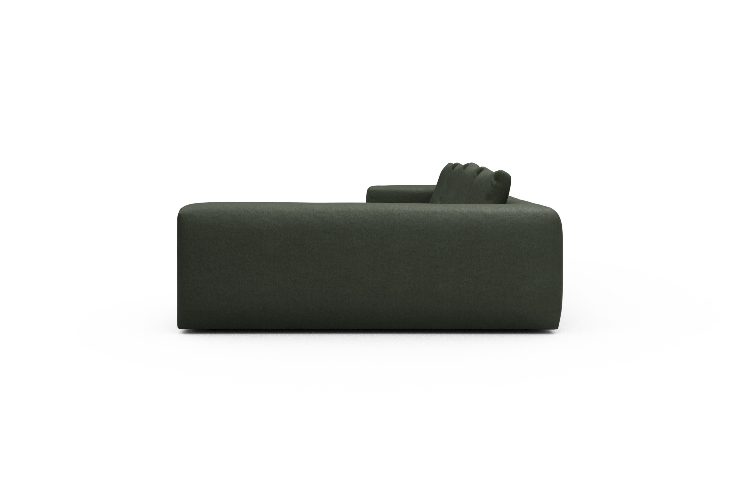 Wohnlandschaft Fred Chaiselongue links mit 2-Sitzer und lange Armlehne rechts Denari-Forest-Green