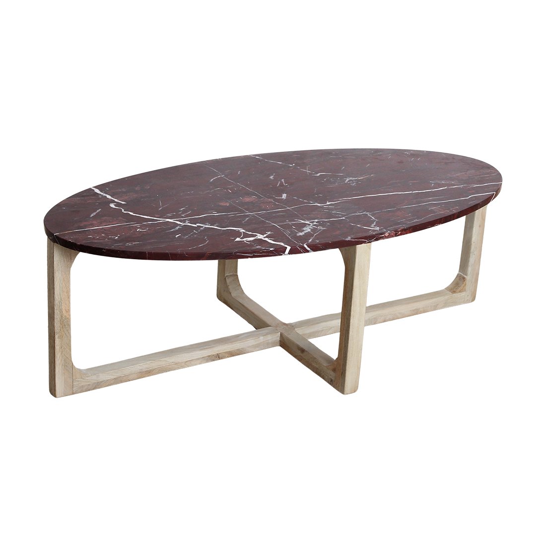 Raw Materials Ovaler Couchtisch aus Marmor Cherry