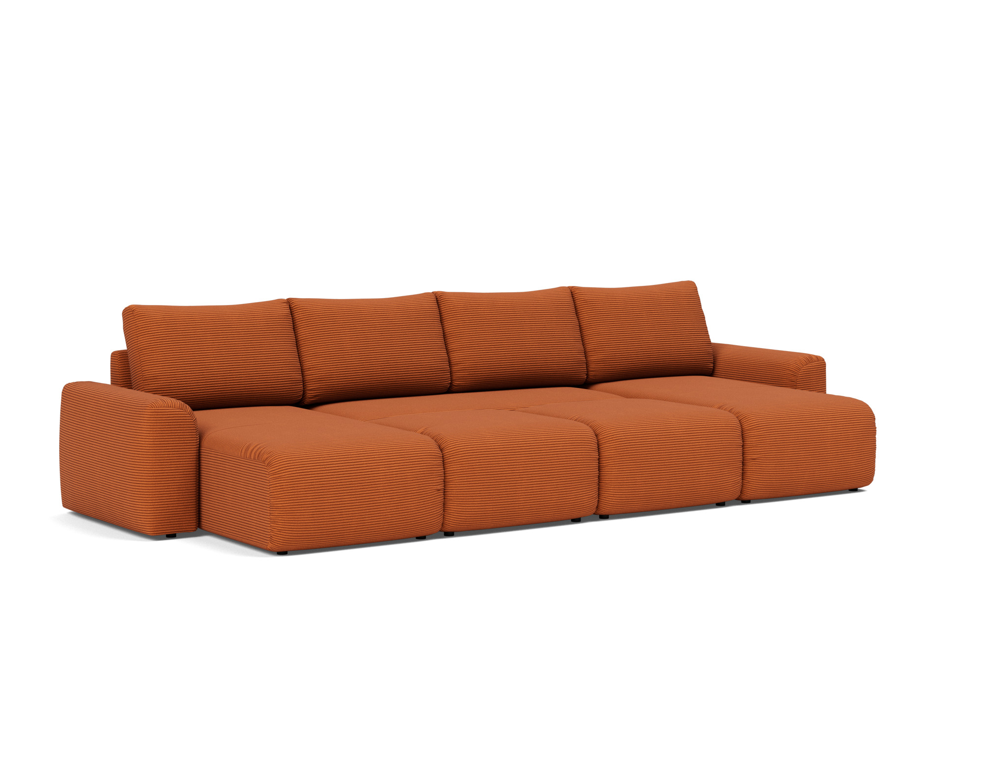 Schlafsofa Norum U-Form mit Chunky-Armlehnen Kord Corduroy 595-Burnt-Orange