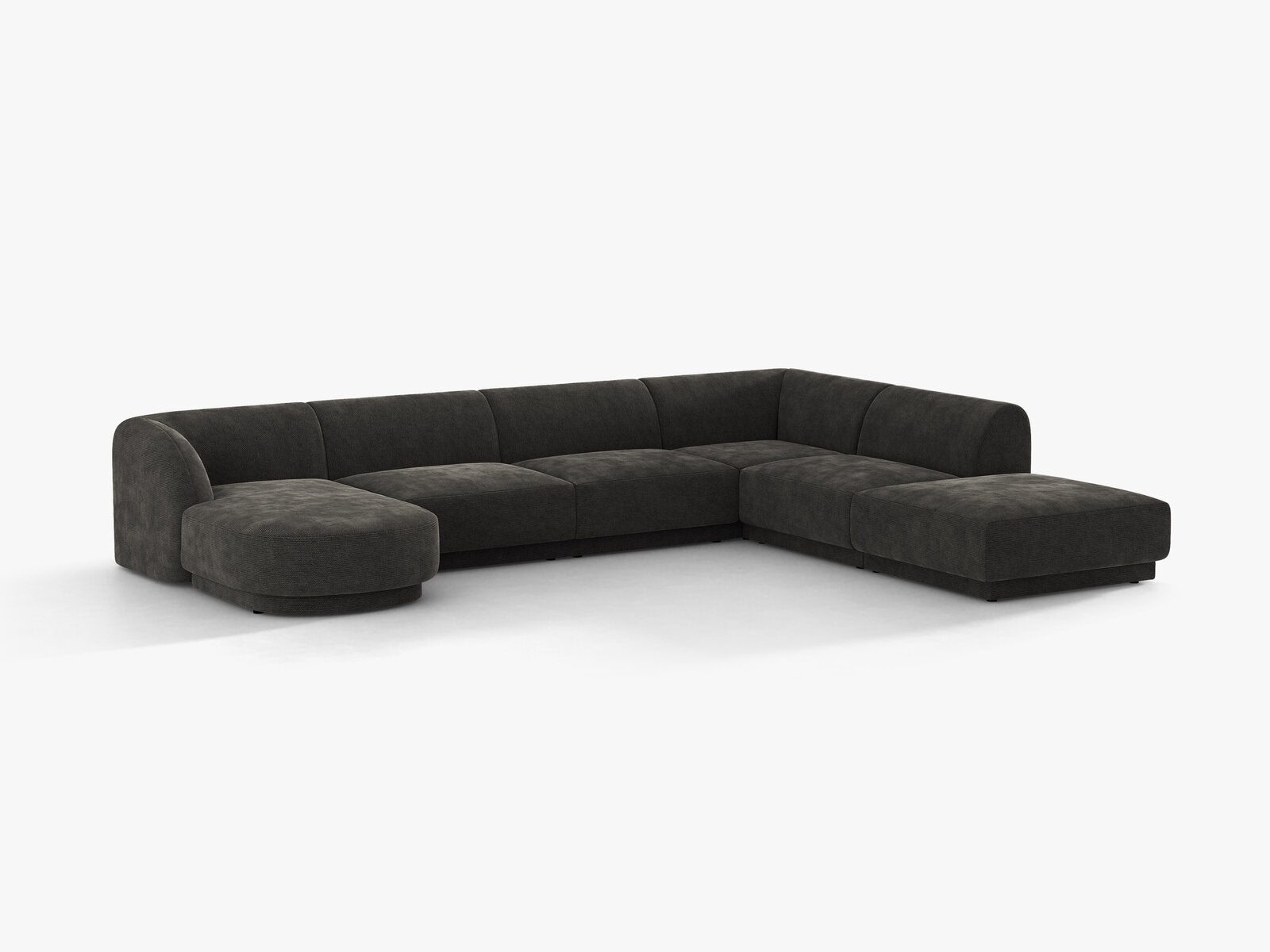 Micadoni Panorama-Ecksofa Miley 6-Sitzer Chenille Eden Dunkelgrau Rechts