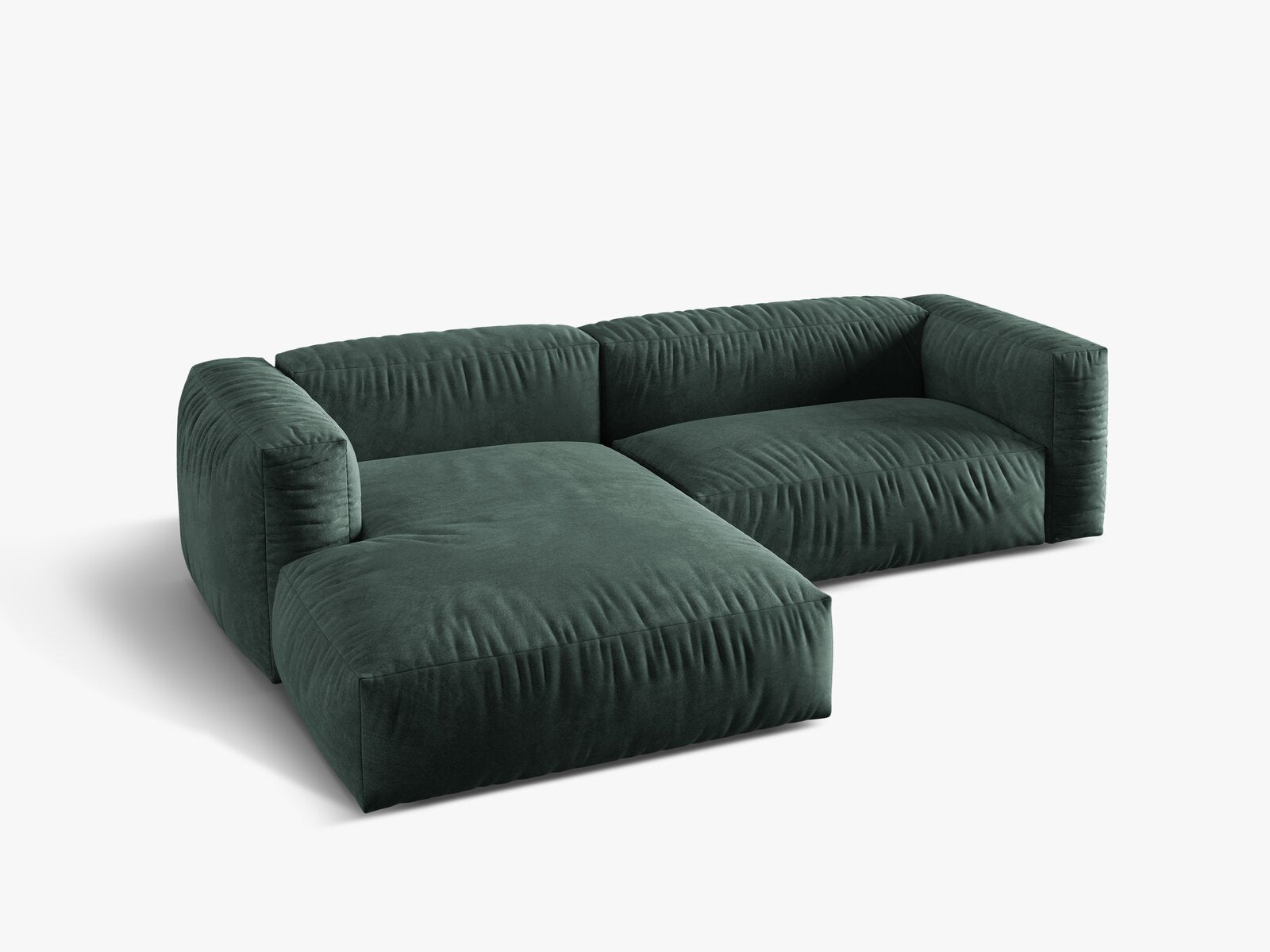 Micadoni Ecksofa Martina 2-Sitzer Links Samt Vogue Petrol