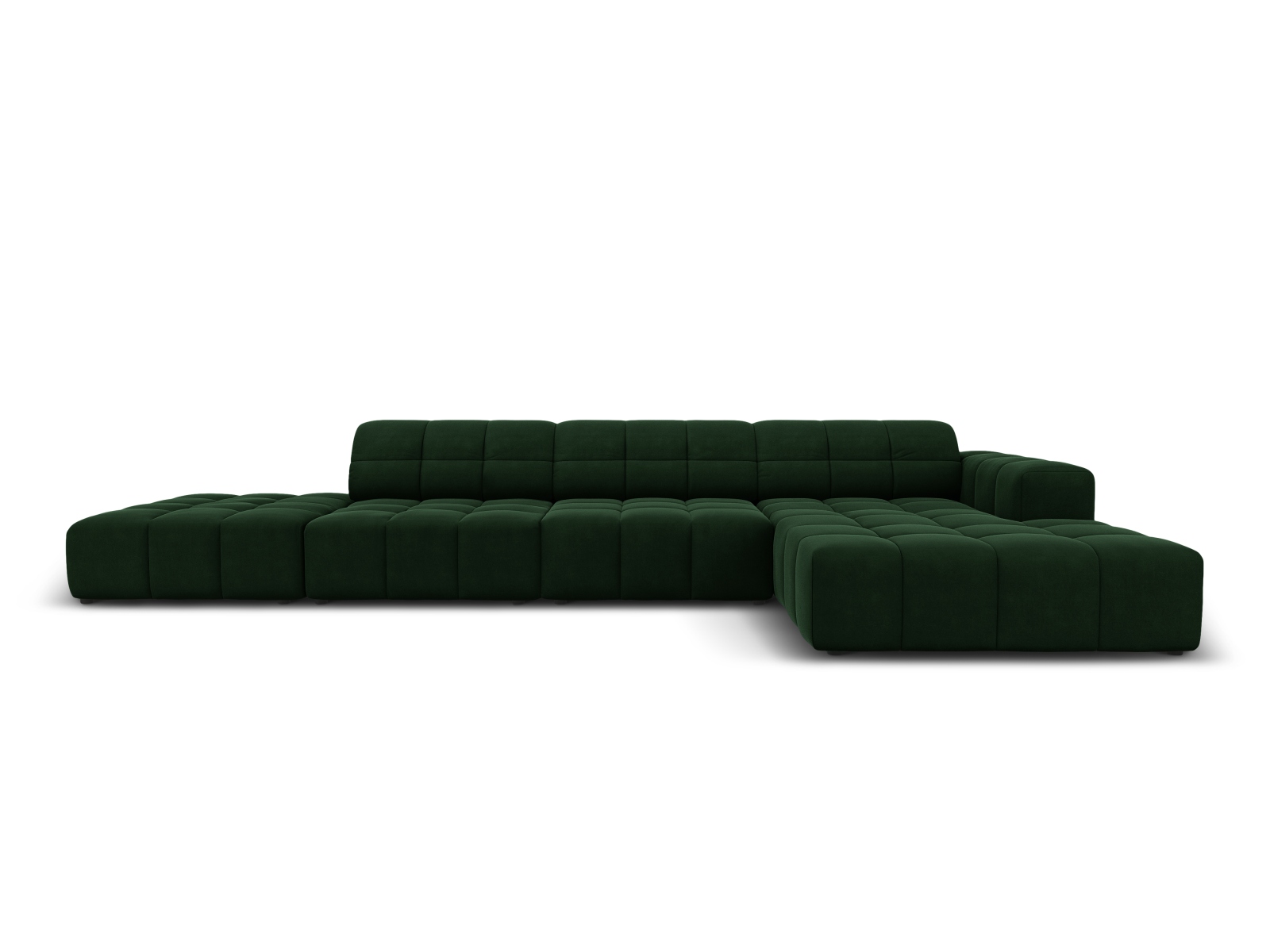 Cosmopolitan Design Ecksofa Chicago 5-Sitzer offen Samt Bluvel Flaschengrün Rechts