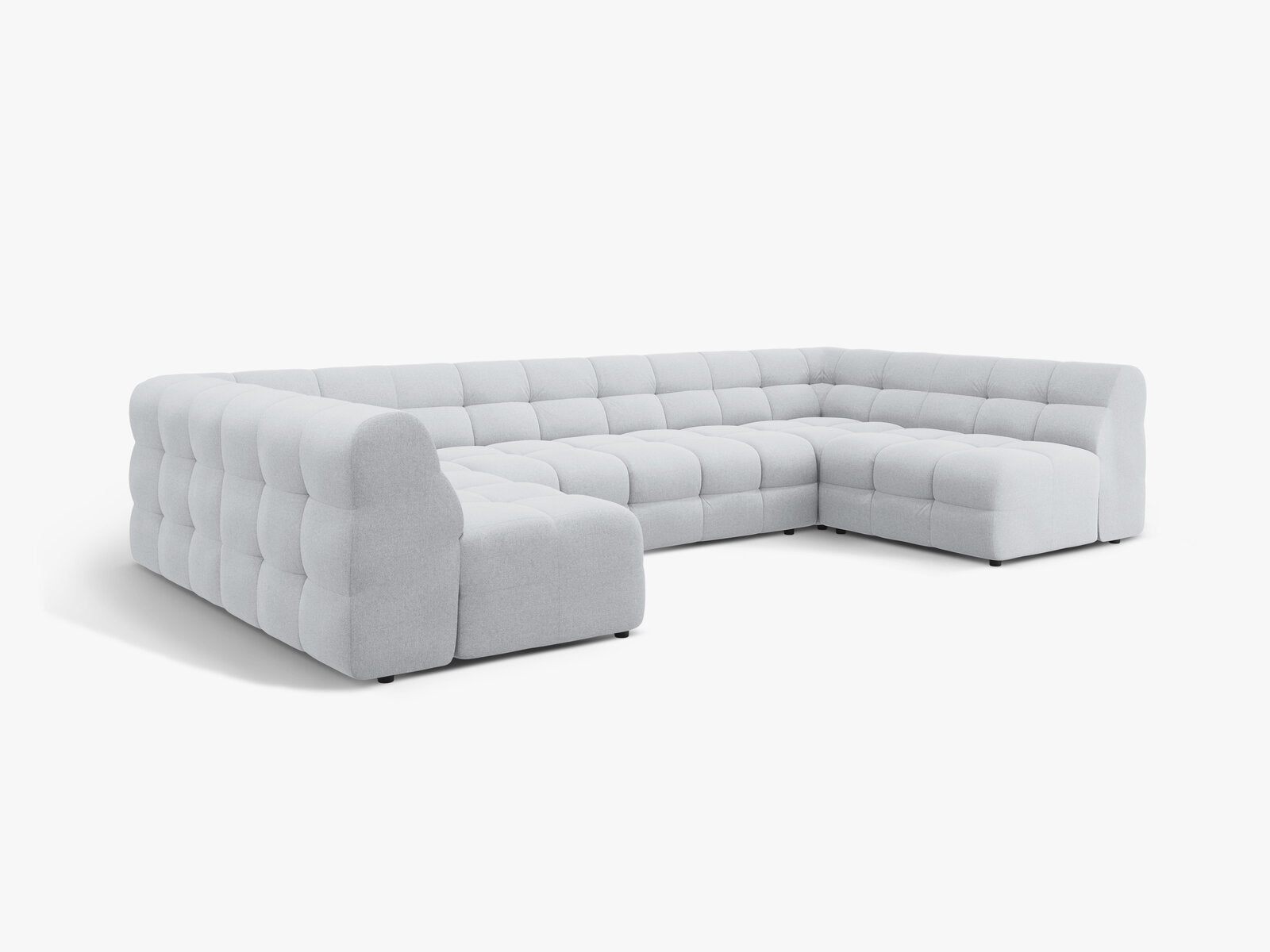 Micadoni Panorama-Sofa Kendal 7-Sitzer Strukturierter Stoff Hellgrau