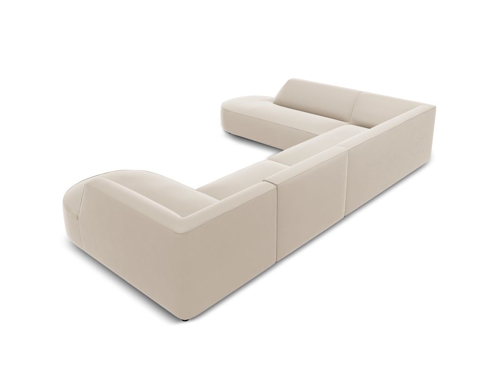 Cosmopolitan Design Panoramasofa Siena 7-Sitzer abgerundet Samt Salvador Beige Links