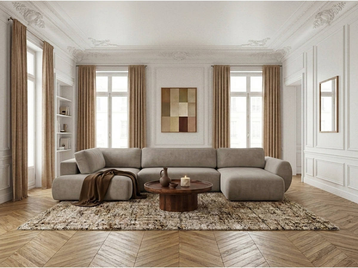 Bobochic Denise Wohnlandschaft Strukturstoff Taupe Ecke rechts