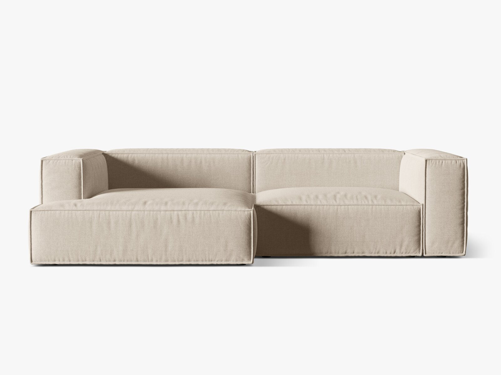 Micadoni Ecksofa Nuria 4-Sitzer Links Strukturierter Stoff Beige