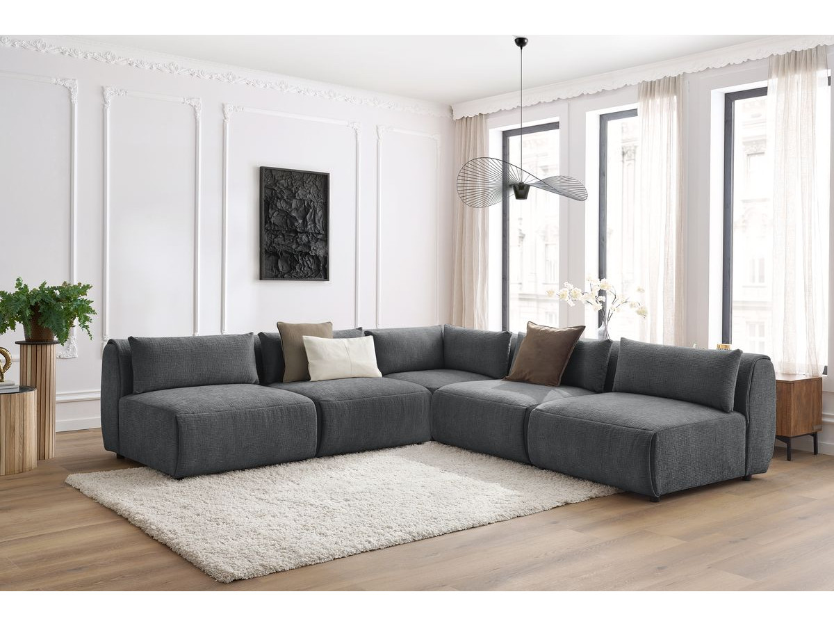 Bobochic Jeanne Ecksofa 299 × 299 cm Strukturstoff Dunkelgrau