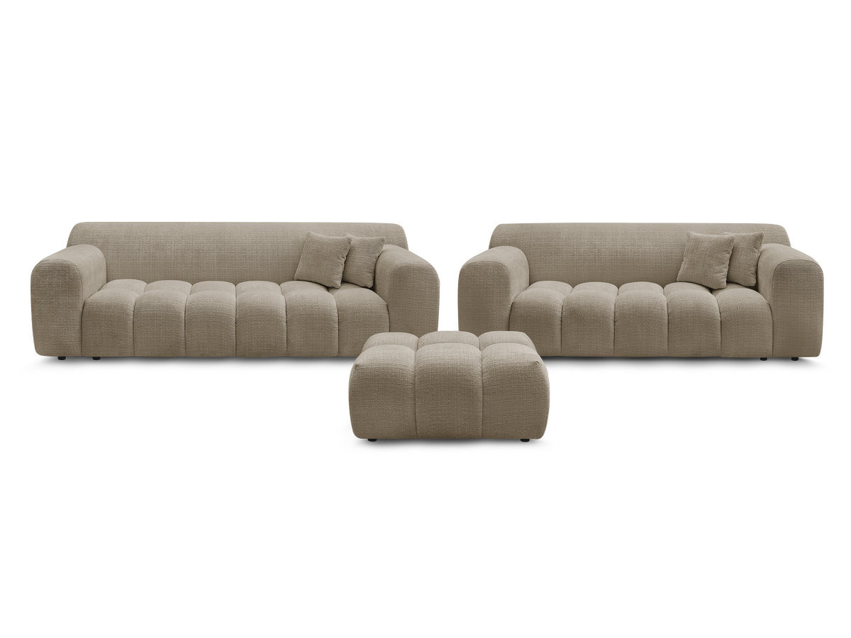 Bobochic Melisse Sofa 5-Sitzer mit Pouf Strukturstoff Taupe