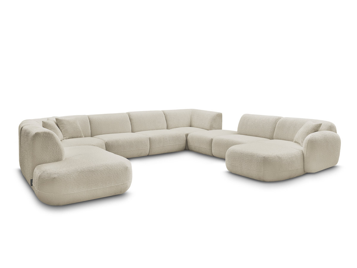 Bobochic Anda Wohnlandschaft mit Pouf 396 × 357 cm Chenille Beige Ecke rechts