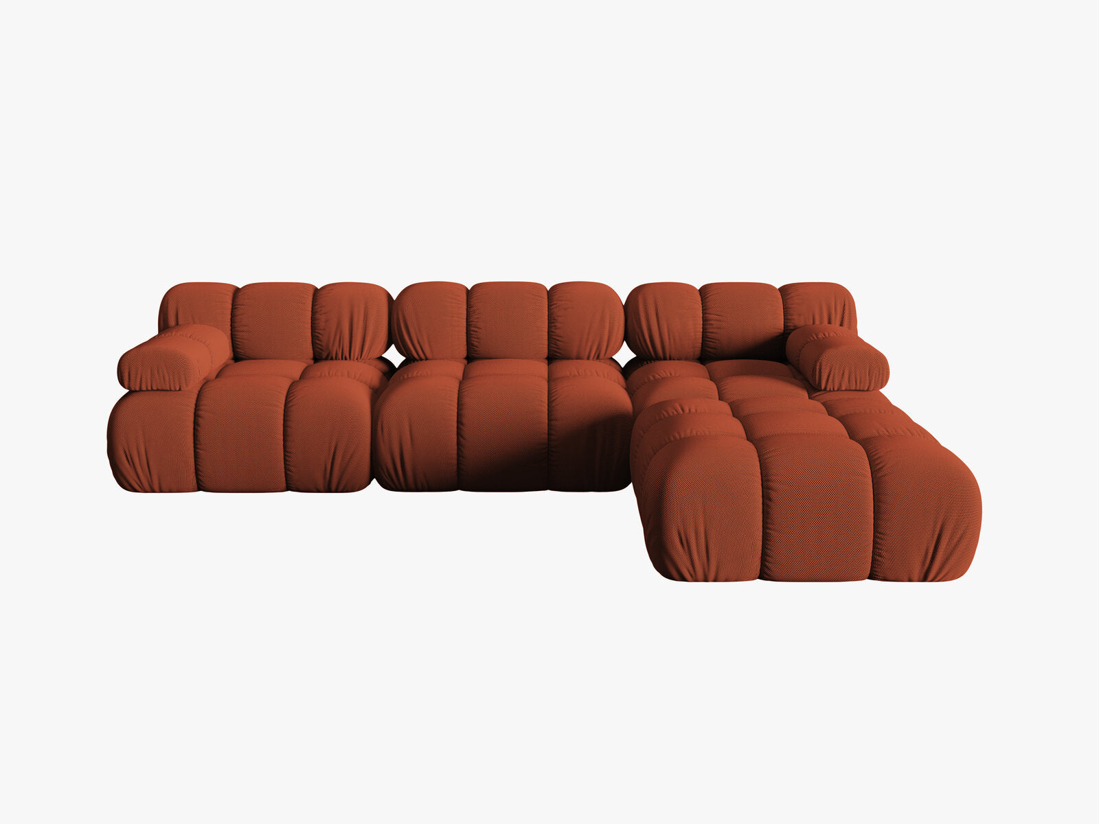 Micadoni Modulares Sofa Bellis 4-Sitzer mit flachem Modul 3D-Stoff Sonic Ziegel