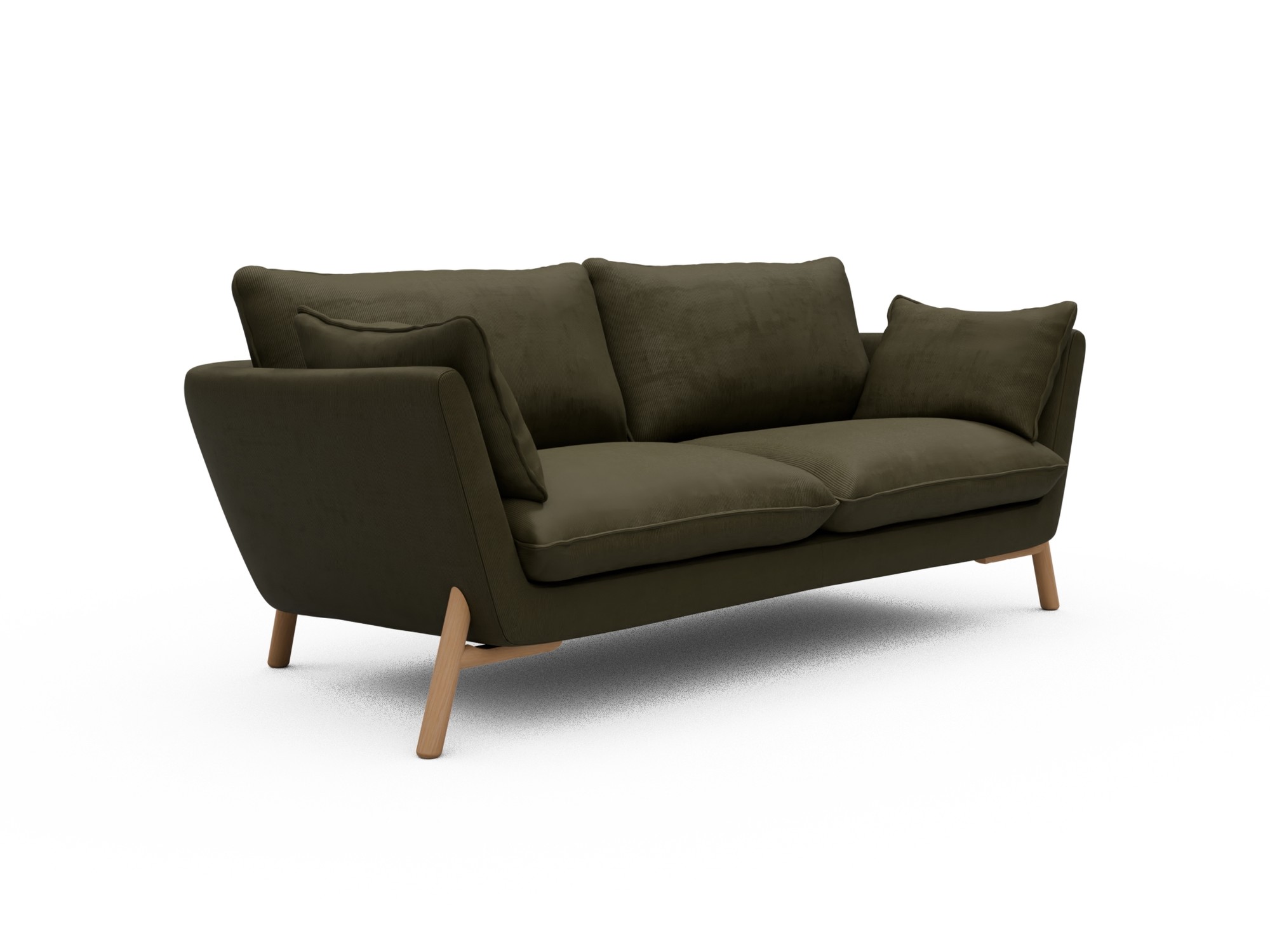 Skandi Home Sofa Emil 2-Sitzer Beinfarbe Eiche Natur Cordufine-Pine-Green moebelfaktor