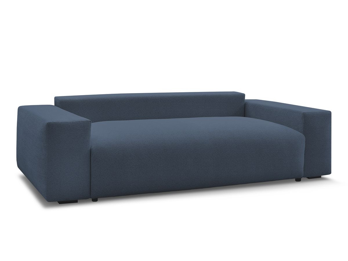 Bobochic Voltaire Schlafsofa 3-Sitzer mit Bettkasten Melange-Stoff Dunkelblau