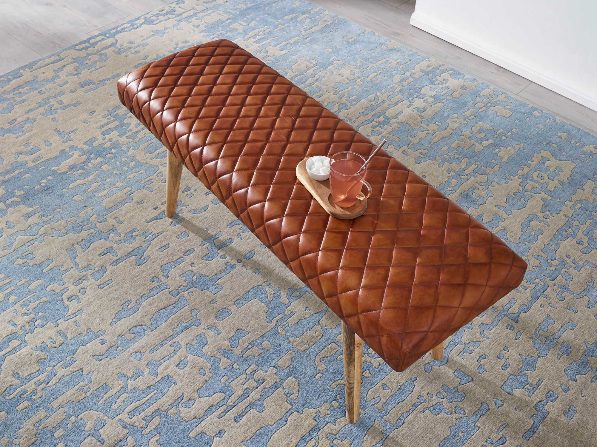 Sitzbank Toftlund Echtleder Braun 115 × 38 × 53 cm