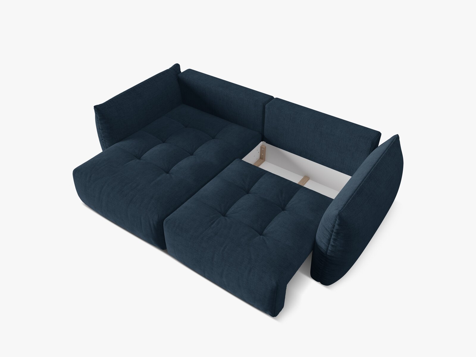 Micadoni Bloom Ecksofa 3-Sitzer mit Schlaffunktion Links Strukturierter Stoff Wind Marineblau
