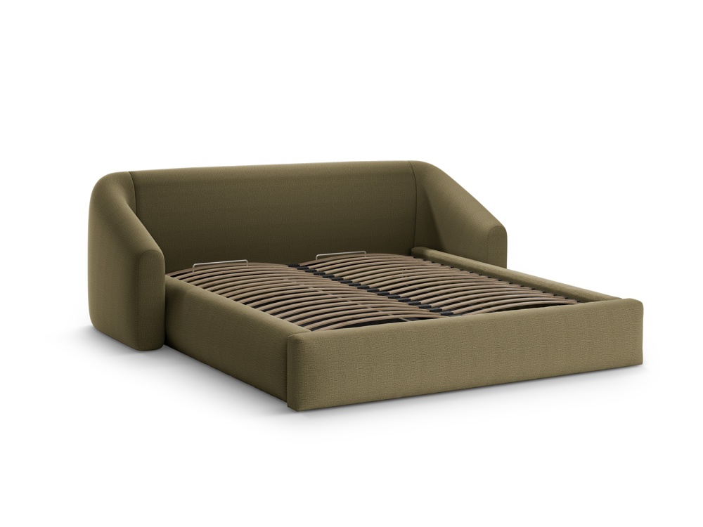Cosmopolitan Design Stauraumbett mit Kopfteil Campi 160x200 Strukturierter Stoff Moly Grün