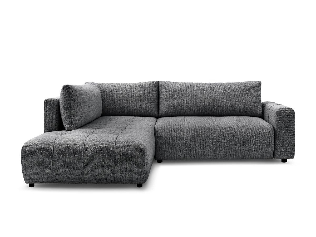 Bobochic Arsene Ecksofa mit Schlaffunktion und Bettkasten 277 × 200 cm Melange-Stoff Dunkelgrau Ecke links