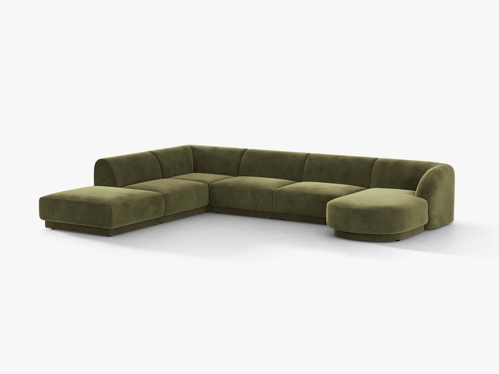 Micadoni Panorama-Ecksofa Miley 6-Sitzer Links Samt Bluvel Grün