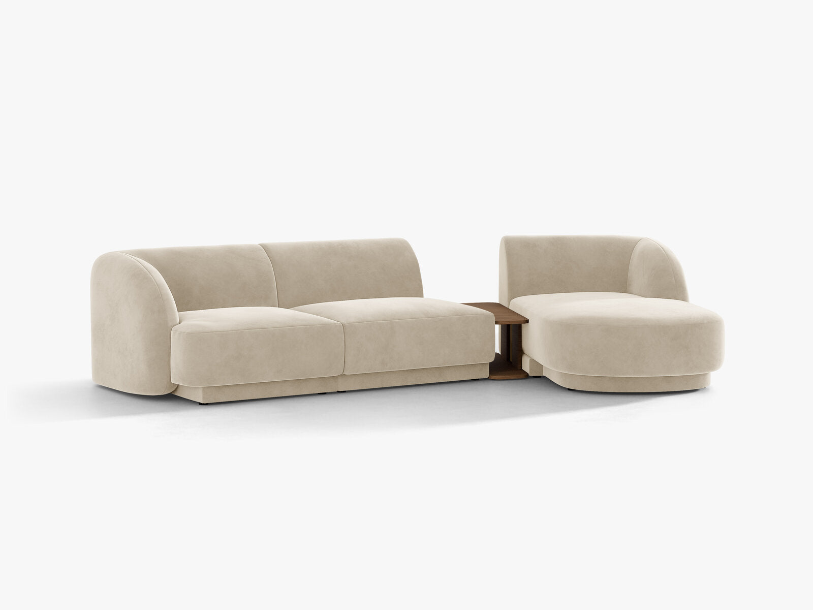 Micadoni Modulares Sofa Miley mit Recamiere 3-Sitzer Rechts Samt Bluvel Dunkelbeige