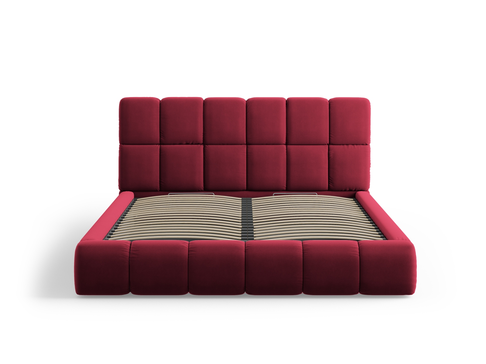 Micadoni Stauraumbett mit Kopfteil Bellis Samt Bluvel Rot 200x200